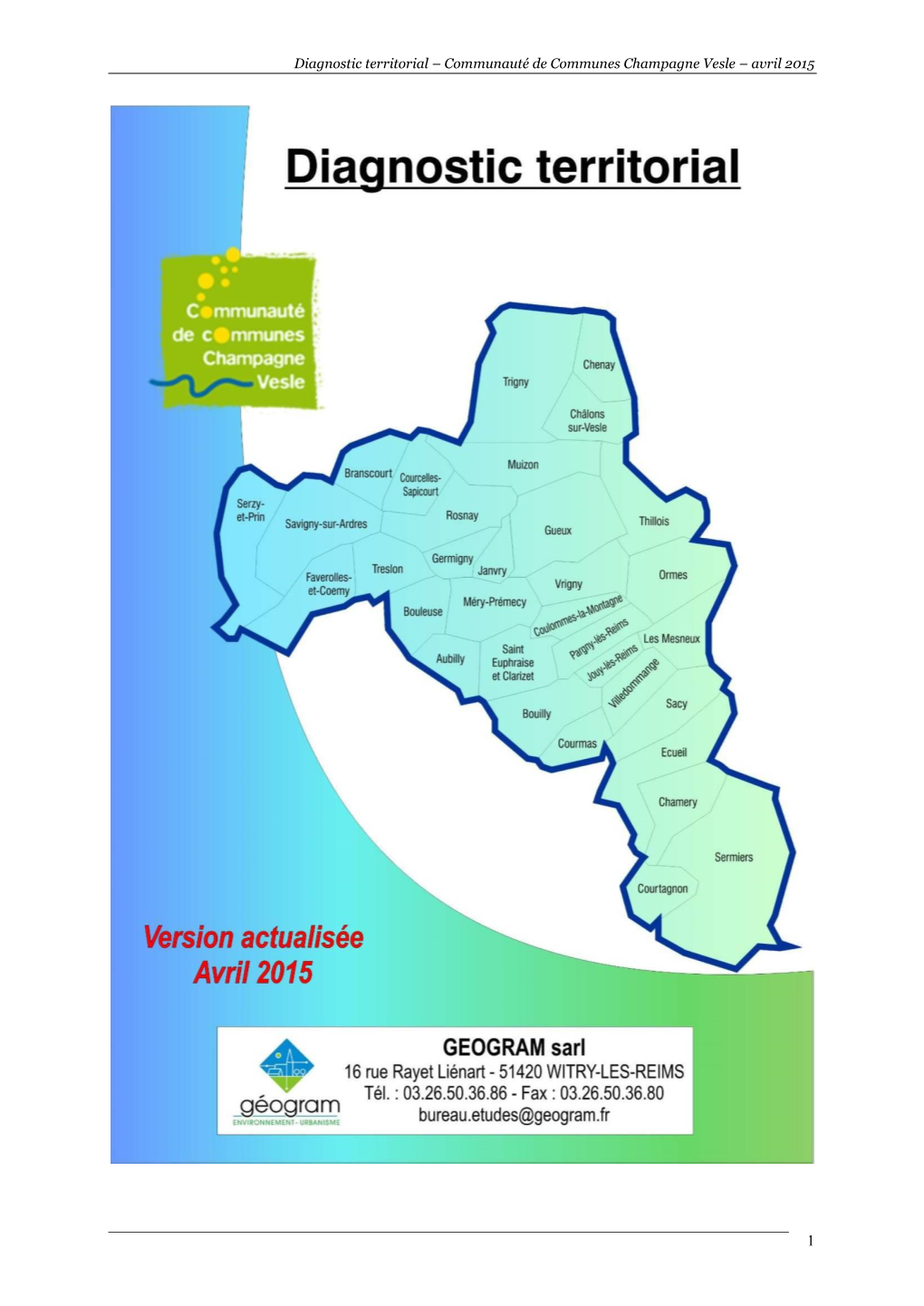 Diagnostic Territorial – Communauté De Communes Champagne Vesle – Avril 2015