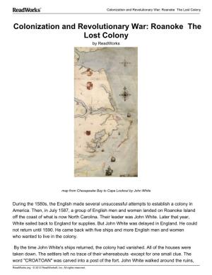 Colonization and Revolutionary War: Roanoke the Lost Colony