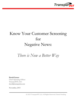Know Your Customer Screening for Negative News