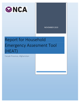 Report for Household Emergency Assesment Tool (HEAT) Faryab Province, Afghanistan Contents 1