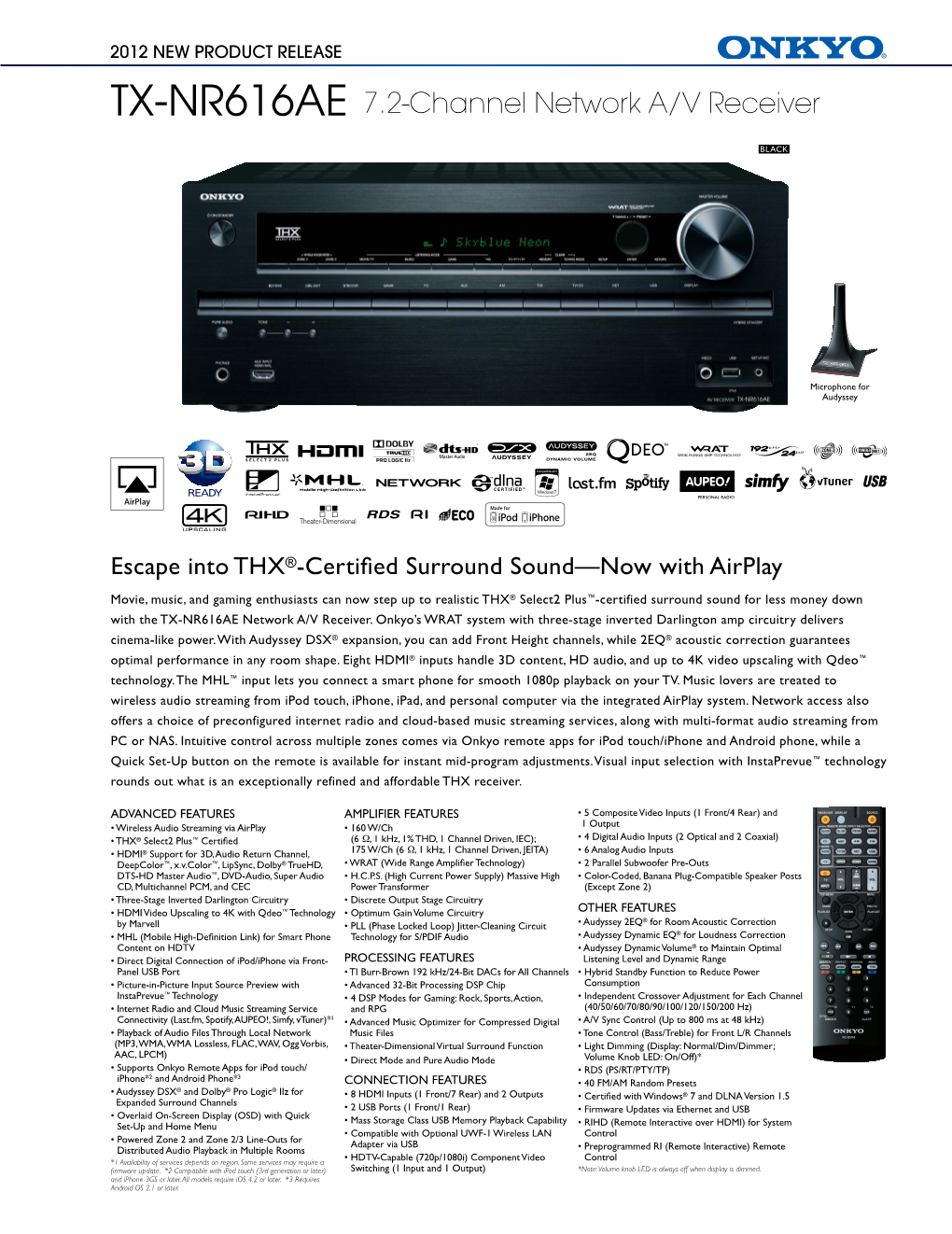 TX-NR616AE 7.2-Channel Network A/V Receiver