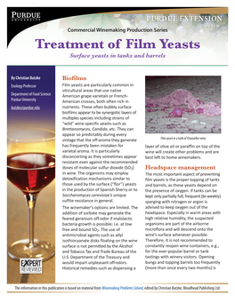 Treatment of Film Yeasts Surface Yeasts in Tanks and Barrels