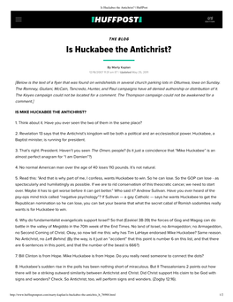 Is Huckabee the Antichrist? | Huffpost