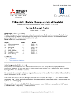 Mitsubishi Electric Championship at Hualalai Second-Round Notes