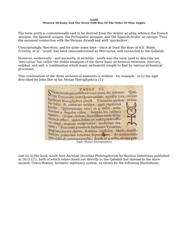 In the Book Azoth Sive Aureliae Occultae Philosophorum by Basilius Valentinus Published