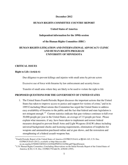 December 2012 HUMAN RIGHTS COMMITTEE COUNTRY REPORT