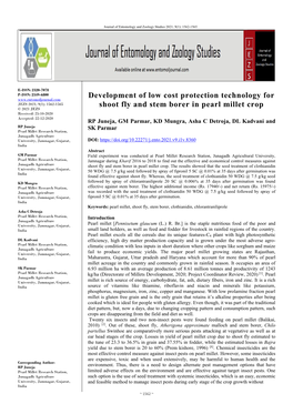 Development of Low Cost Protection Technology for Shoot Fly and Stem Borer in Pearl Millet Crop