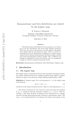 Kumaraswamy and Beta Distribution Are Related by the Logistic