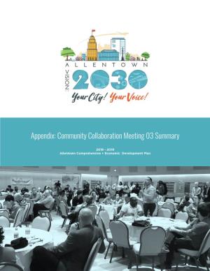 Community Collaboration Meeting 03 Summary