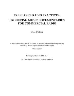 Freelance Radio Practices: Producing Music Documentaries for Commercial Radio