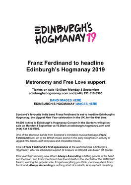 Franz Ferdinand to Headline Edinburgh's Hogmanay 2019