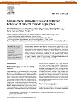 Compositional Characteristics and Hydration Behavior of Mineral Trioxide Aggregates