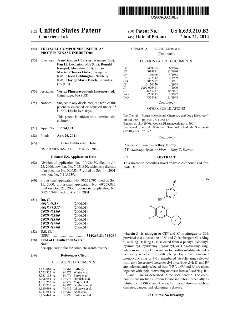 (12) United States Patent (10) Patent No.: US 8,633,210 B2 Us M