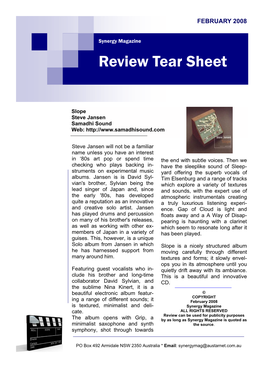 Review Tear Sheet