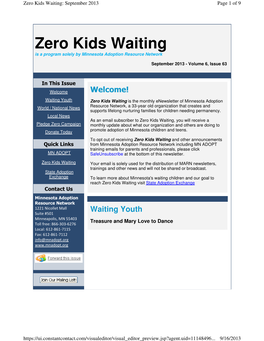 Zero Kids Waiting: September 2013 Page 1 of 9