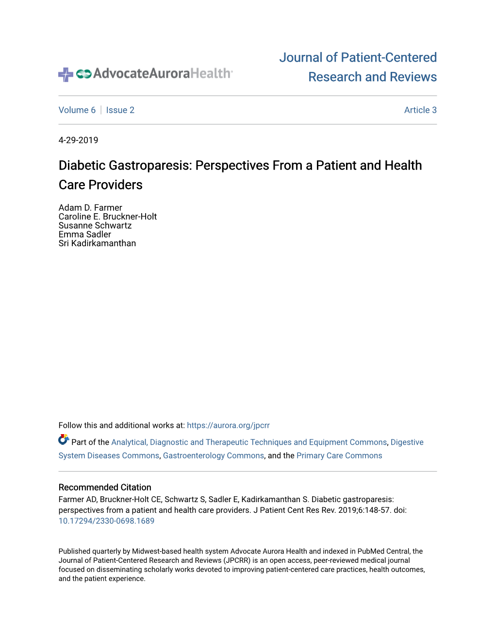 Diabetic Gastroparesis: Perspectives from a Patient and Health Care Providers