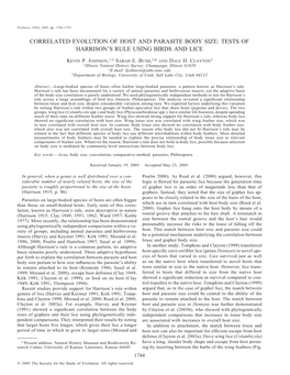 Tests of Harrison's Rule Using Birds and Lice