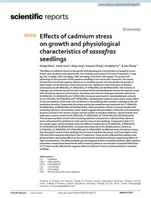 Effects of Cadmium Stress on Growth and Physiological Characteristics Of