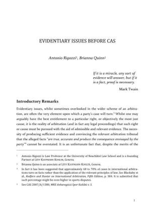 Evidentiary Issues Before Cas