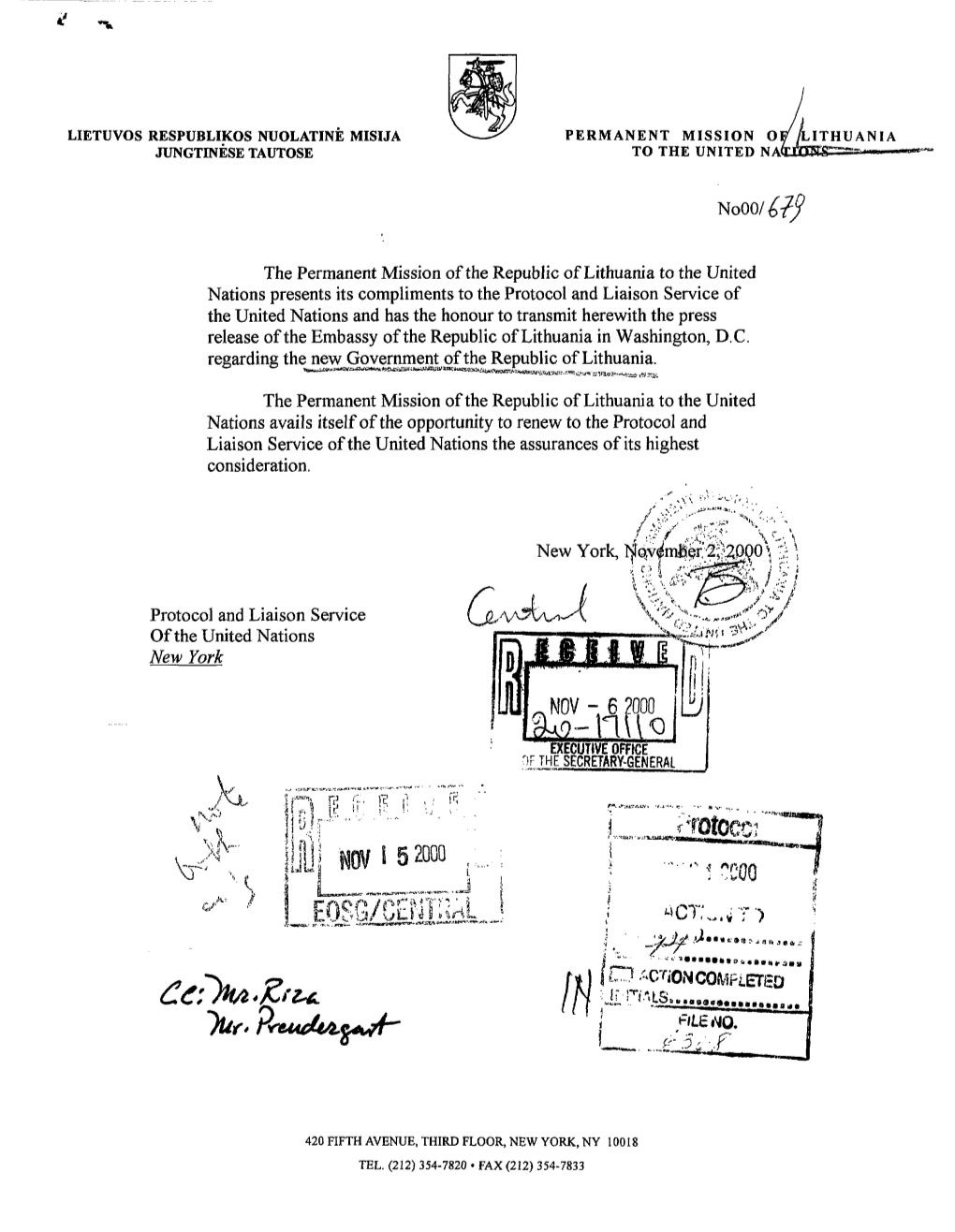 The Permanent Mission of the Republic of Lithuania to the United