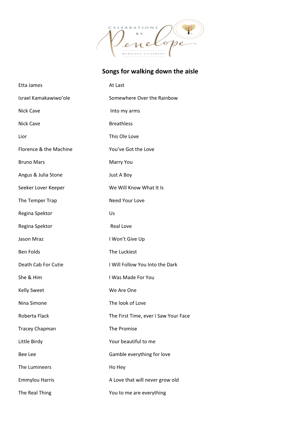 Songs for Walking Down the Aisle