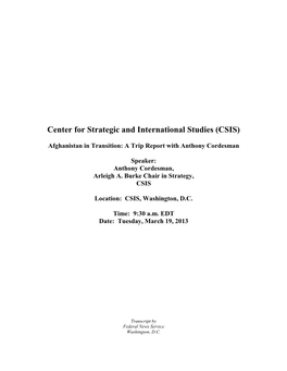 Center for Strategic and International Studies (CSIS)