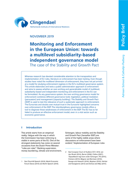 Monitoring and Enforcement in the European Union: Towards a Multilevel Subsidiarity-Based Independent Governance Model