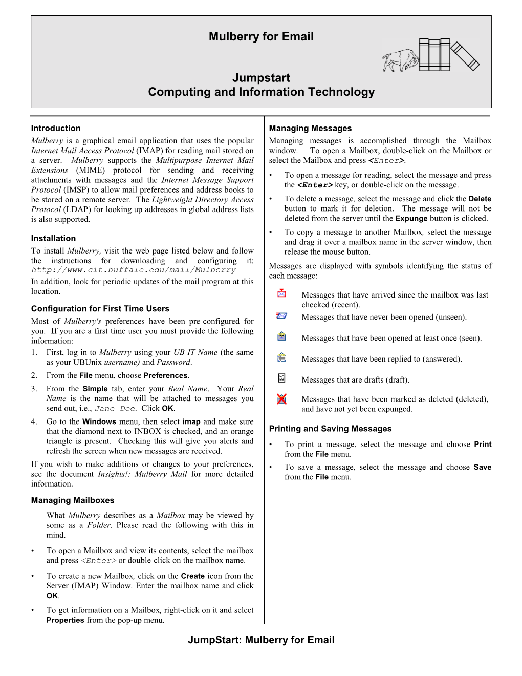 Mulberry for Email Jumpstart Computing and Information