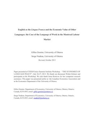 English As the Lingua Franca and the Economic Value of Other Languages