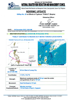 UPDATE Re Sitrep No.20 Effects of Typhoon PABLO 09 Dec 2012, 5AM.MDI