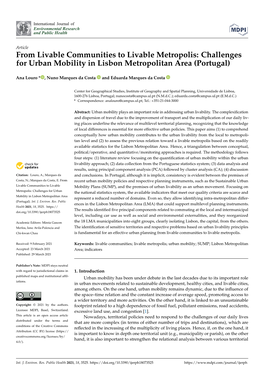Challenges for Urban Mobility in Lisbon Metropolitan Area (Portugal)