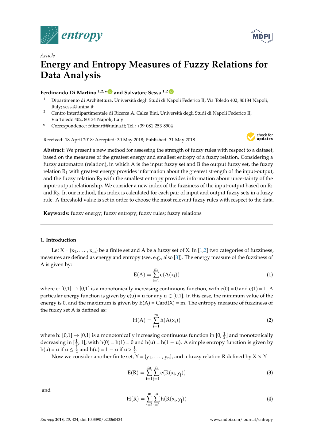 Energy and Entropy Measures of Fuzzy Relations for Data Analysis