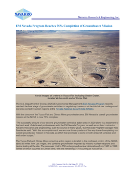 EM Nevada Program Reaches 75% Completion of Groundwater Mission