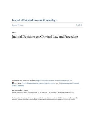 Judicial Decisions on Criminal Law and Procedure