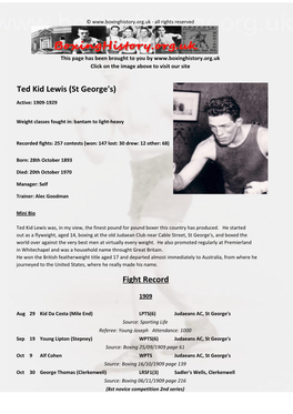 Fight Record Ted Kid Lewis (St George's)