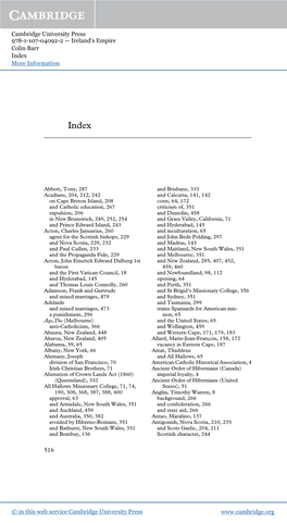 Cambridge University Press 978-1-107-04092-2 — Ireland's Empire Colin Barr Index More Information