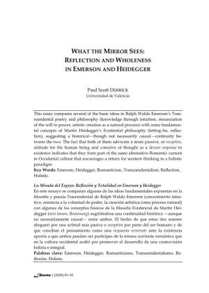 What the Mirror Sees: Reflection and Wholeness in Emerson and Heidegger