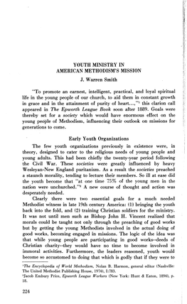 Youth Ministry in American Methodism's Mission J