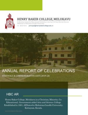 Annual Report of Celebrations Festivals & Commemorative Days 2019-20