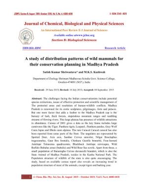 Journal of Chemical, Biological and Physical Sciences a Study Of