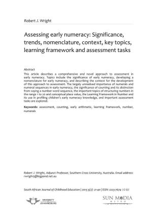 Assessing Early Numeracy: Significance, Trends, Nomenclature, Context, Key Topics, Learning Framework and Assessment Tasks