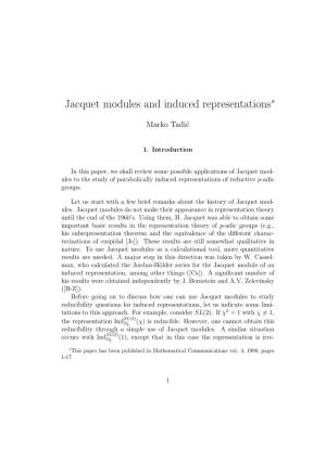 Jacquet Modules and Induced Representations∗