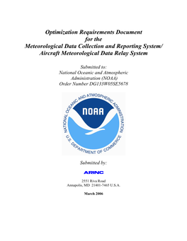Optimization Requirements Document for the Meteorological Data Collection and Reporting System/ Aircraft Meteorological Data Relay System