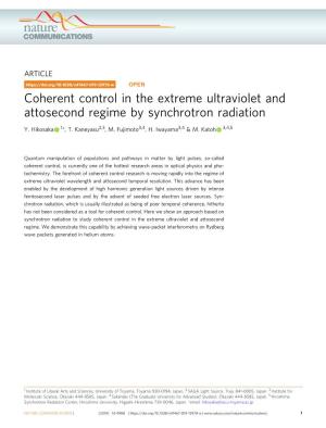 Coherent Control in the Extreme Ultraviolet and Attosecond Regime by Synchrotron Radiation