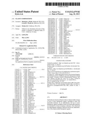 (12) United States Patent (10) Patent No.: US 8,512,679 B2 Hyde Et Al
