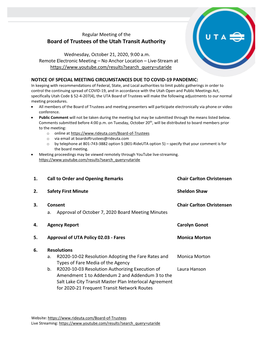 Board of Trustees of the Utah Transit Authority