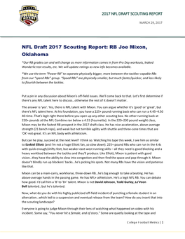 NFL Draft 2017 Scouting Report: RB Joe Mixon, Oklahoma