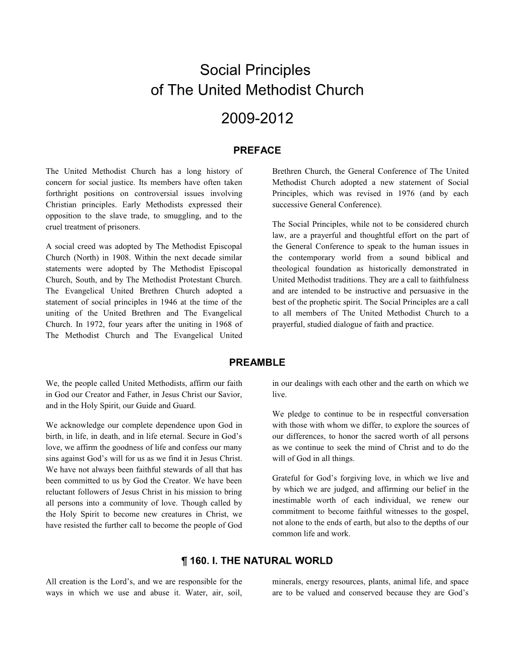 Social Principles of the United Methodist Church