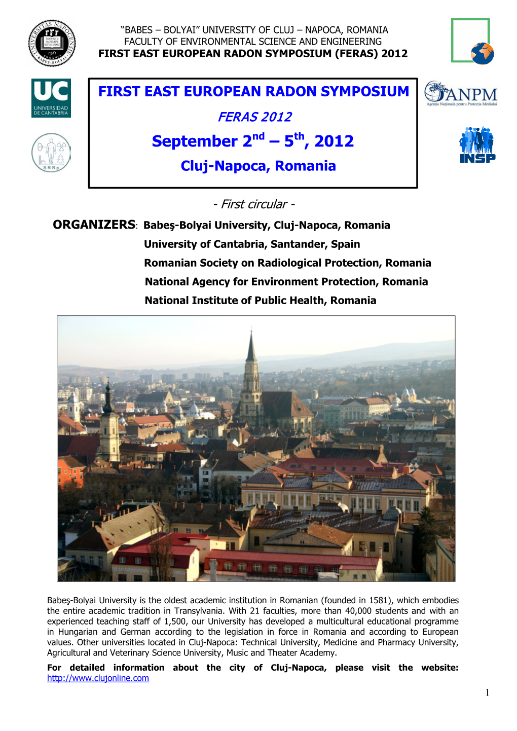 September 2Nd – 5Th, 2012 Cluj-Napoca, Romania
