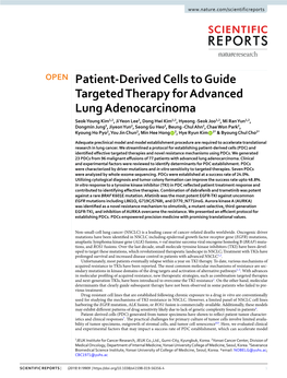 Patient-Derived Cells to Guide Targeted Therapy for Advanced
